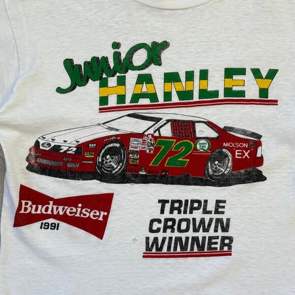 Rare Vintage 1991 Junior Hanley Budweiser Triple Crown Winner T-Shirt - Small - Picture 3 of 12